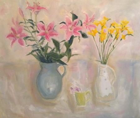 Stargazers and yellow freesias