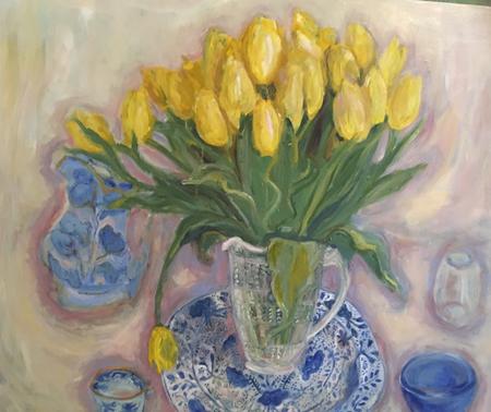 Yellow tulips, Delft plate