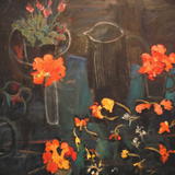 black, blue,nasturtiums
