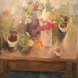 table with nasturtiums