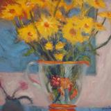 Yellow Daisies, glass jug