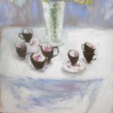 Joan's vase,  cups and tablecloth