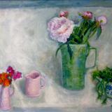 Peonies, pink jugs ans geraniums