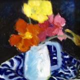 Black, nasturtiums, geranium, poppy