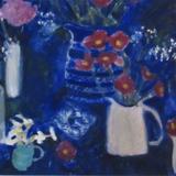 Blue, jugs, chrysanths 2