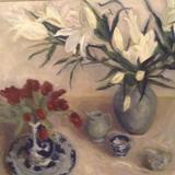 White lilies, tulips