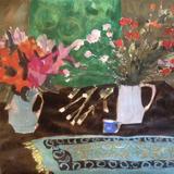 Alstroemeria, pinks, scarf