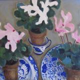 Delft plates, cyclamen, Rosie's cup