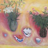 Yellow, pink, lilies and roses