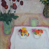 Dhalias. Tray & Nasturtiums