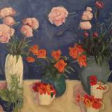 Blue, Peonies and Nasturtiums