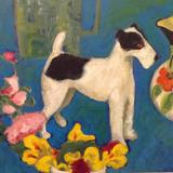 Dog and nasturtiums 