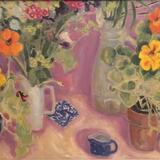 Mauve, Nasturtiums, blue 