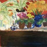 Flowers on table with Red