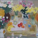 Narcissi, Roses & Fruit