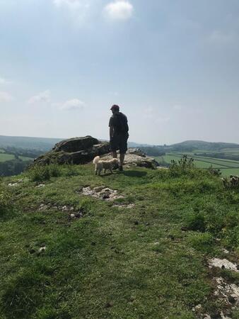 With Rosie at Carreg Cennen Castle