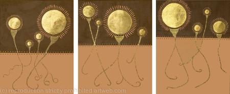 Golden Moonflowers 1, 2 and 3