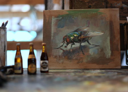 studio fly small oil painting 