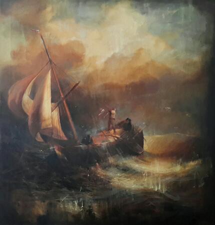 Turner at sea oil painting 