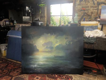 Studio shot to show size of a 130 x 100 cm painting 