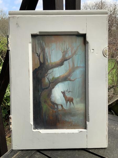 Through the door (stag in the woods )