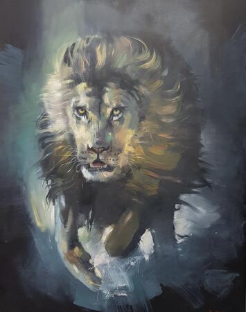 Lion 130 x 100 cm oil painting 