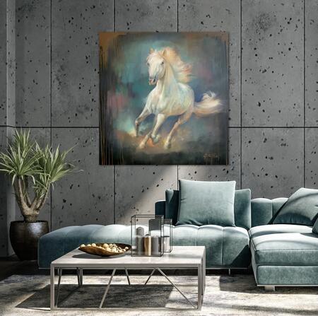 White horse painting interior design 