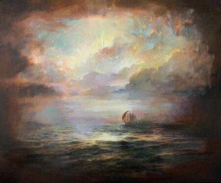 At sea oil painting on canvas 