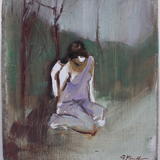 girl on wood