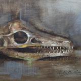 dinosaur skull oil painting 