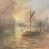 Whitstable harbour  boat oil painting 