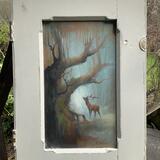 Through the door (stag in the woods )