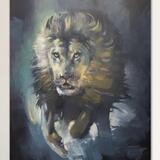 Lion on white wall  130 x 100 cm  