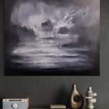 After the storm  black and white oil on canvas