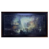 End of the world contemporary oil painting on panel framed with one of the last sprung dance floors in uk 