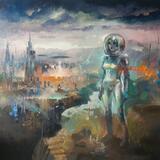 Untitled  an untitled space person in the form of a female  ,  oil on canvas