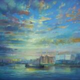 Battersea , across the river  , a painting of battersea london