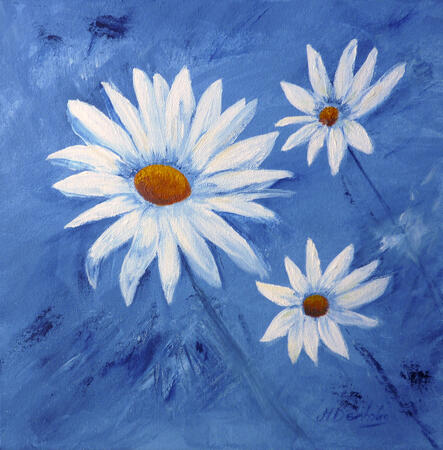 Daisies on Blue