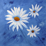 Daisies on Blue