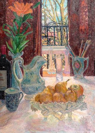 Orange lily and fruit