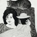 Sarah with doll and cat