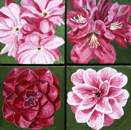 April Flowers in Pink and Red