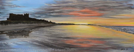 Bamburgh Sunset Reflections