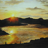 Sunset over Loch Staonaig, Iona