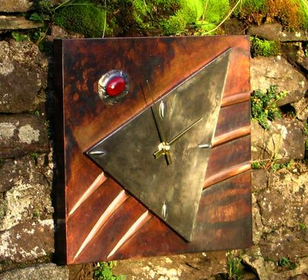 copper/ pewter wall clock  C4