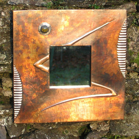 copper and moss agate mirror