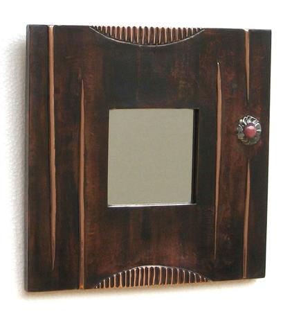 copper and rose quartz mirror