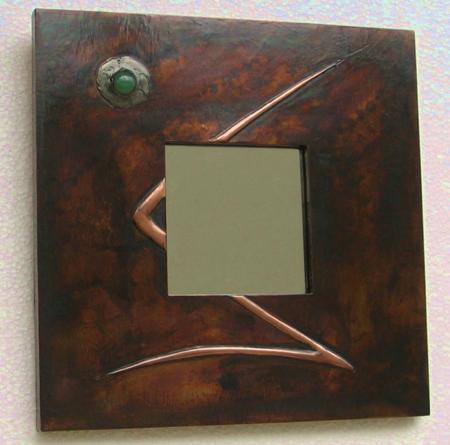 copper and aventurine mirror