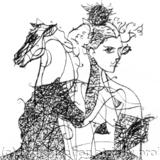 Girl with Hobby Horse, Decorative Horse and Jockey