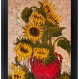 sunflowers with red vase D373